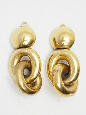 Steve Vauble vintage gold plated hand signed chunky clip on earings